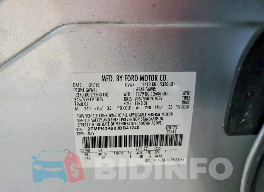 2FMPK3K98JBB41240 Photo# 14