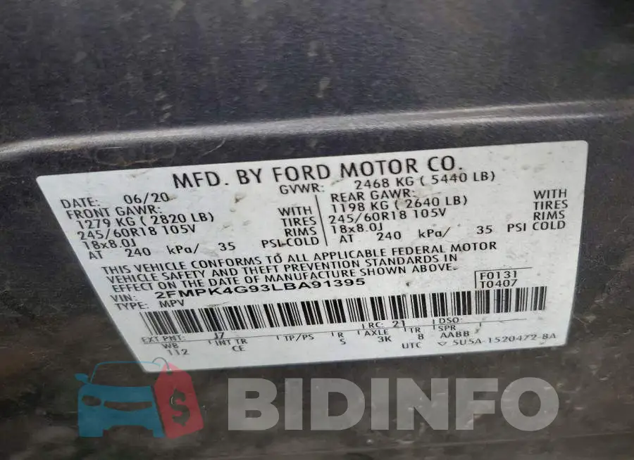 2FMPK4G93LBA91395 Photo# 13