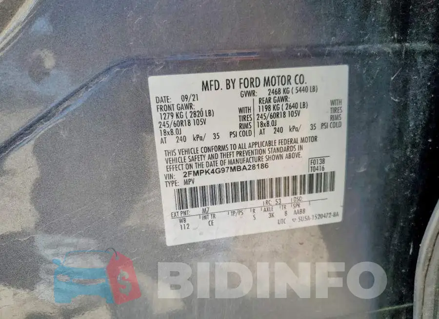 2FMPK4G97MBA28186 Photo# 12