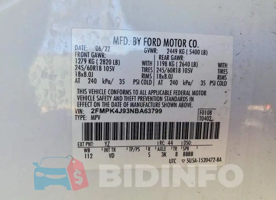 2FMPK4J93NBA63799 Photo# 13
