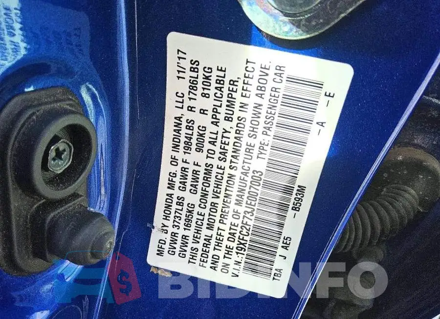 19XFC2F73JE007003 Photo# 13