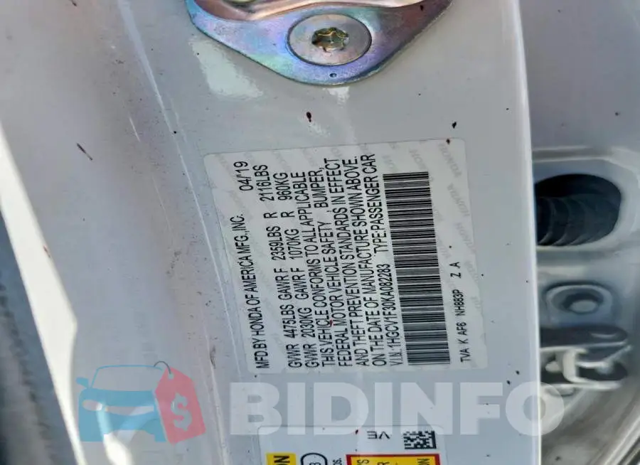 1HGCV1F30KA082283 Photo# 12