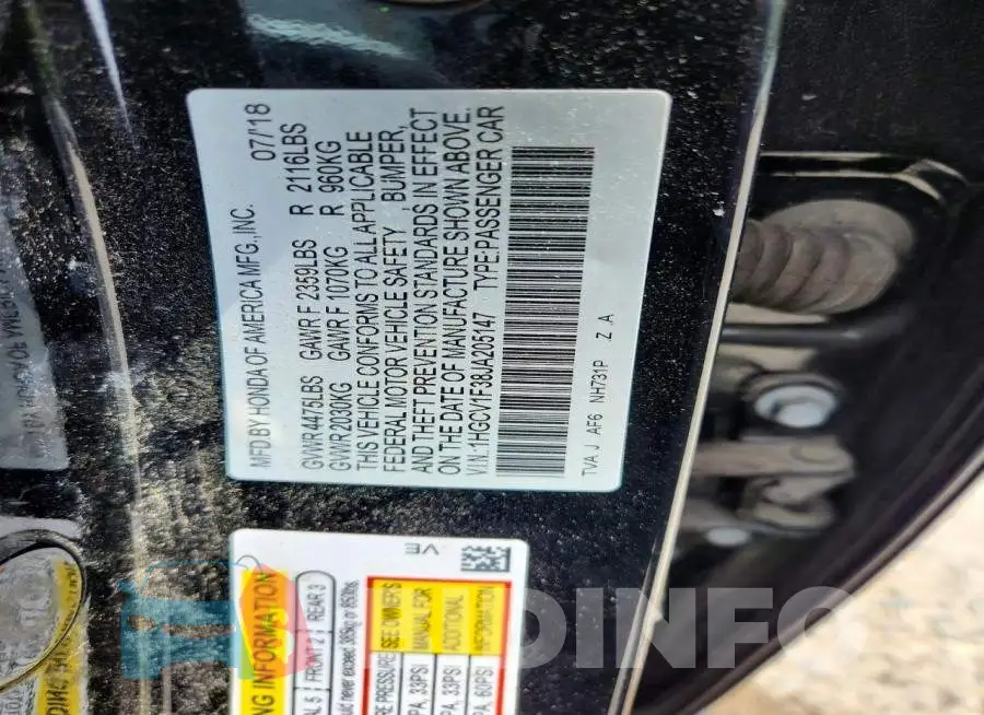 1HGCV1F38JA205147 Photo# 12