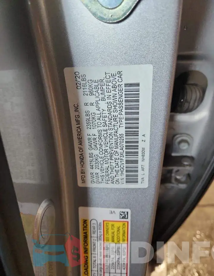 1HGCV1F3XLA070255 Photo# 12