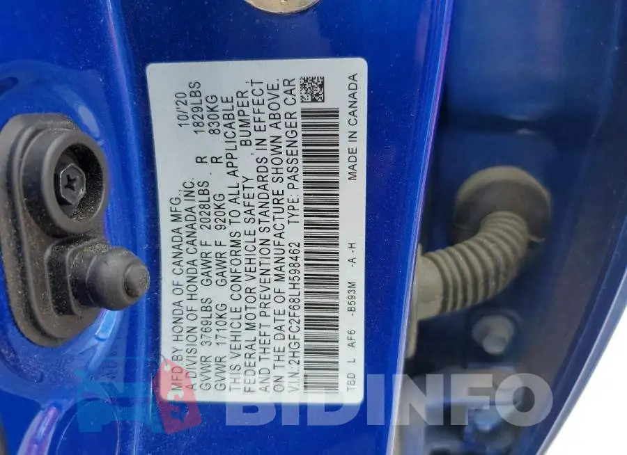 2HGFC2F68LH598462 Photo# 13