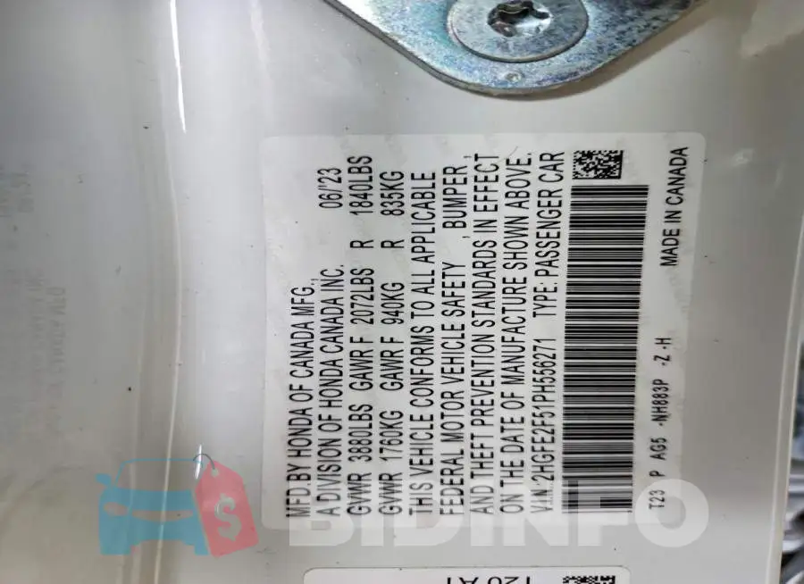2HGFE2F51PH556271 Photo# 12