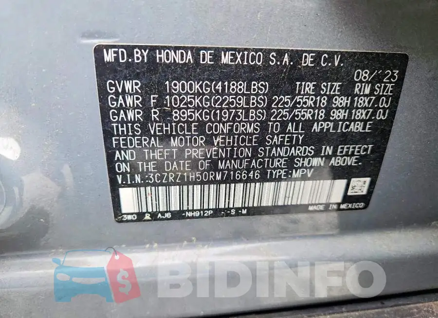 3CZRZ1H50RM716646 Photo# 12