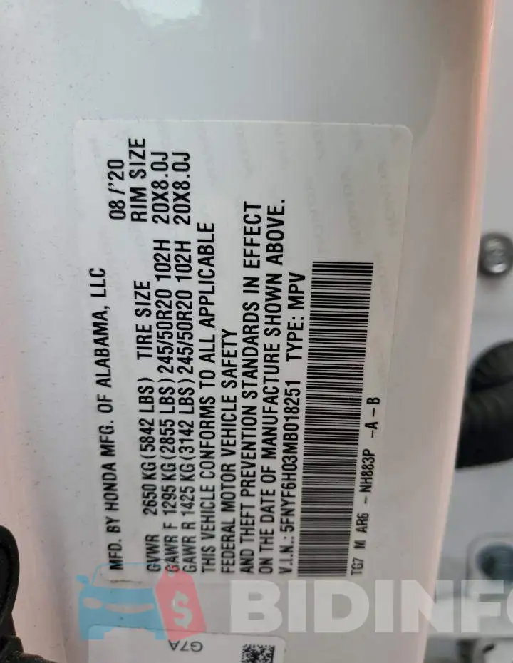 5FNYF6H03MB018251 Photo# 13