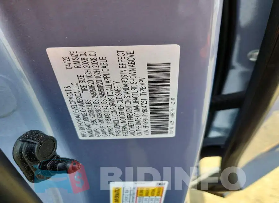 5FNYF6H71NB047231 Photo# 13