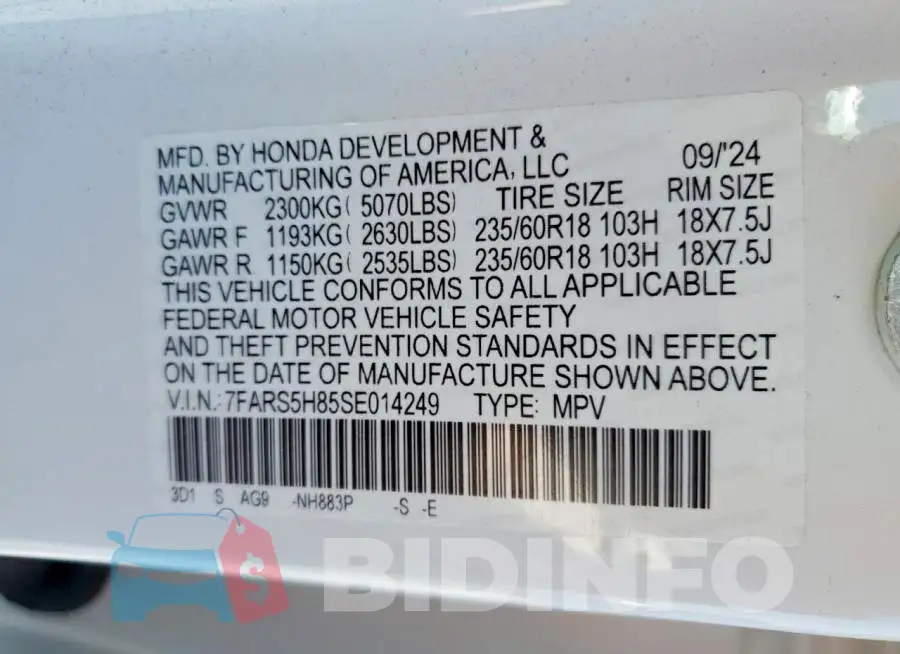 7FARS5H85SE014249 Photo# 12
