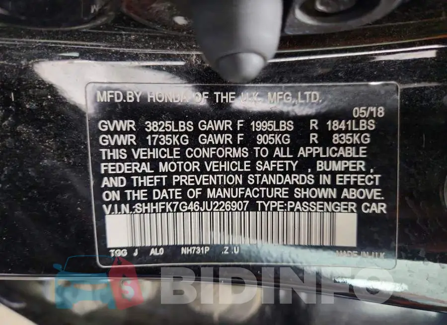 SHHFK7G46JU226907 Photo# 12