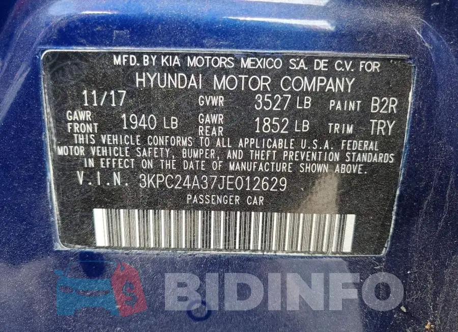 3KPC24A37JE012629 Photo# 12