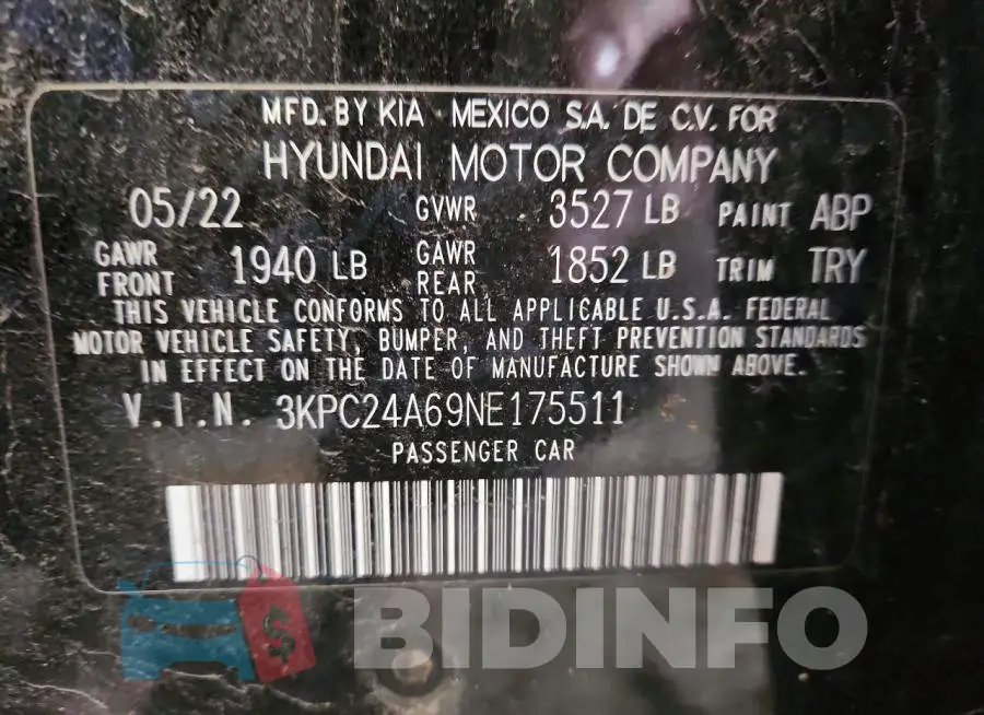 3KPC24A69NE175511 Photo# 12