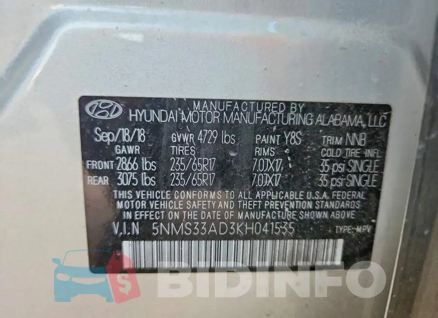5NMS33AD3KH041535 Photo# 13
