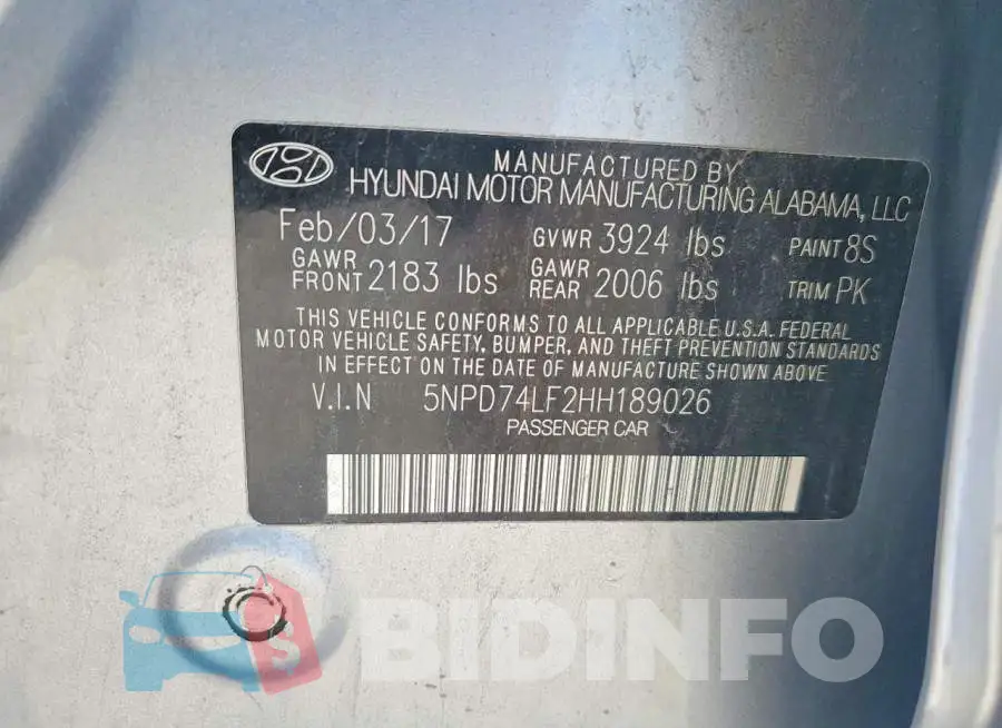5NPD74LF2HH189026 Photo# 13