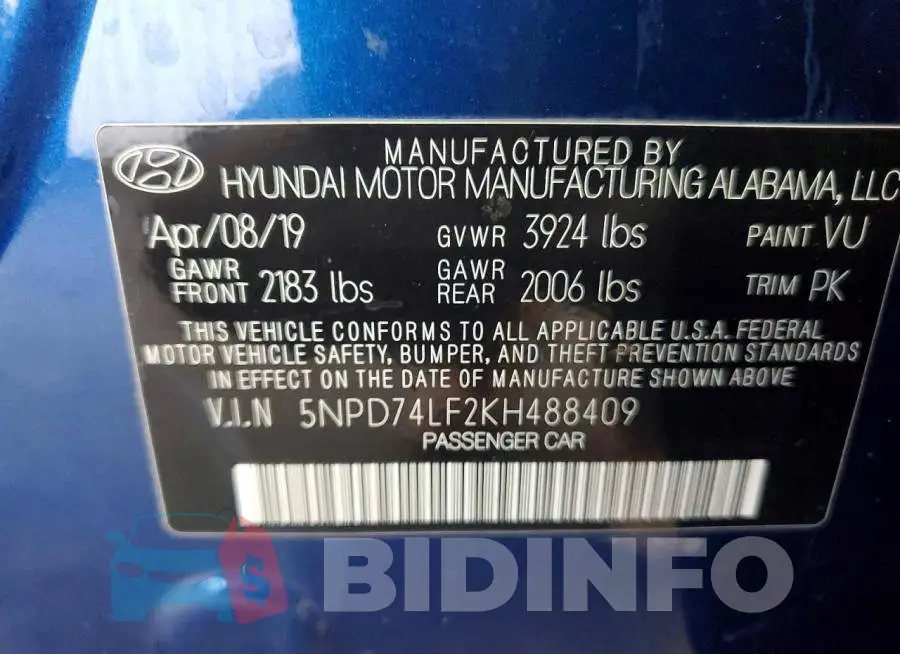 5NPD74LF2KH488409 Photo# 12