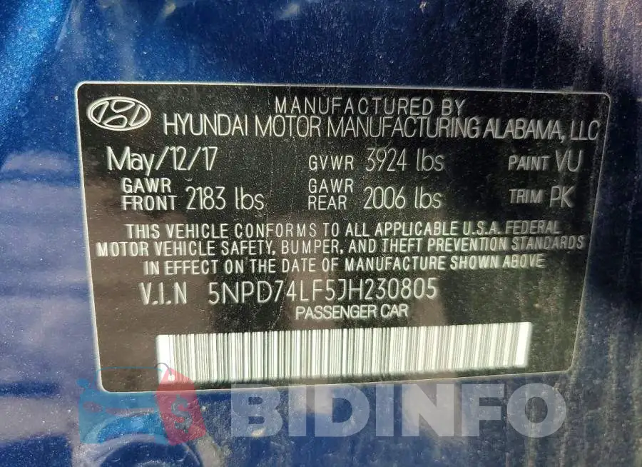 5NPD74LF5JH230805 Photo# 12