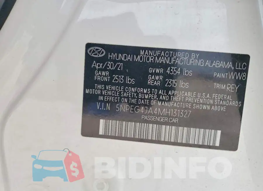 5NPEG4JA4MH131327 Photo# 13