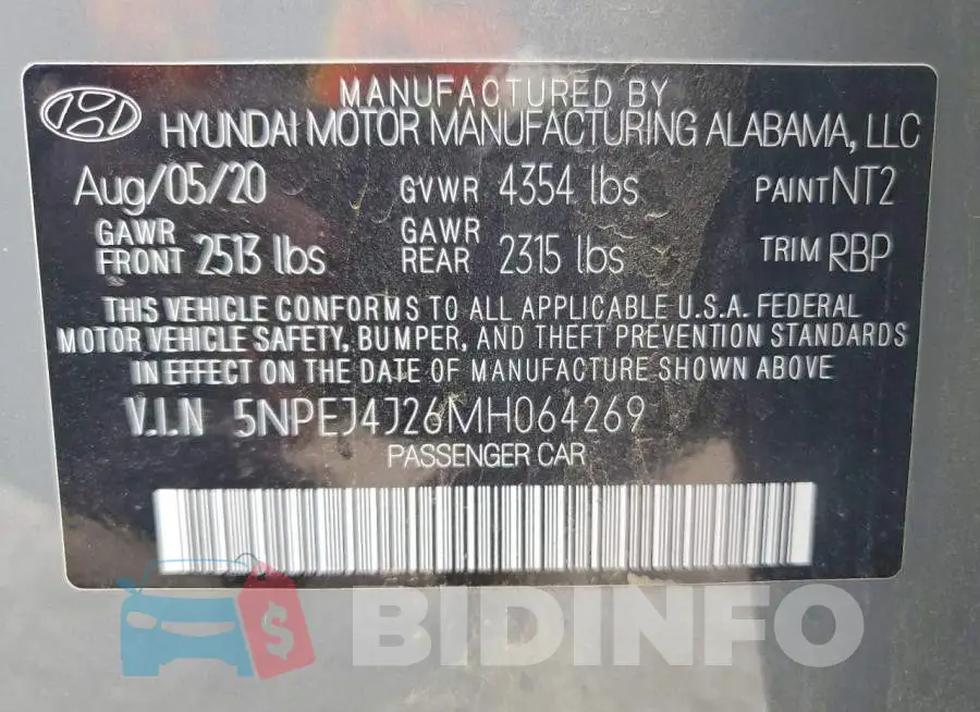 5NPEJ4J26MH064269 Photo# 12