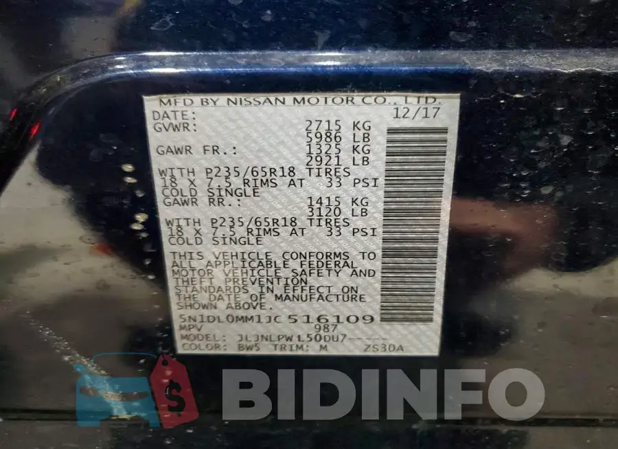 5N1DL0MM1JC516109 Photo# 13