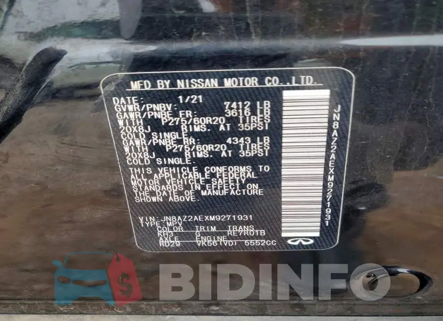 JN8AZ2AEXM9271931 Photo# 13