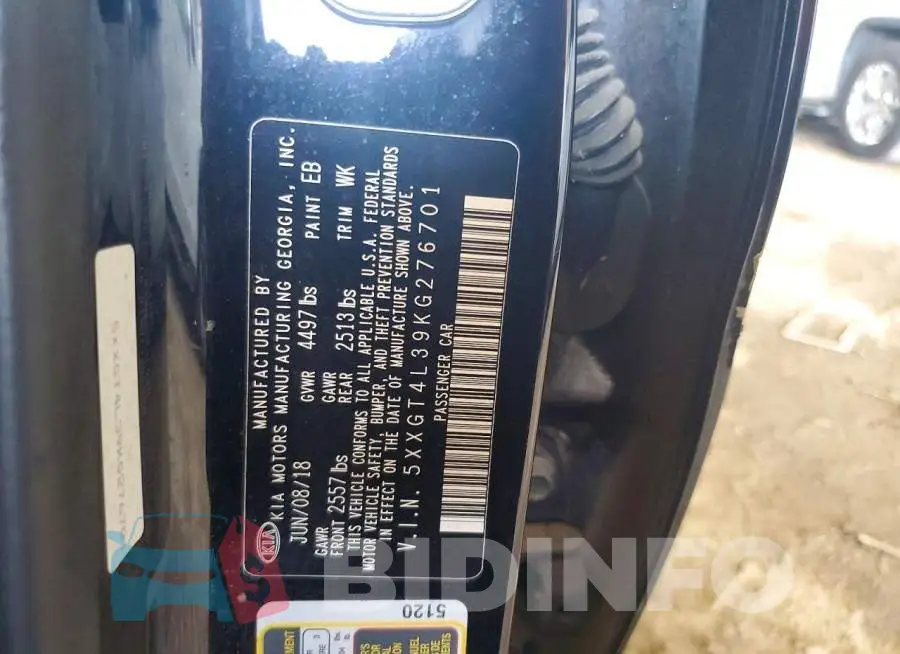 5XXGT4L39KG276701 Photo# 12