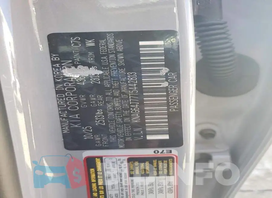 KNAG64J77T5442813 Photo# 12