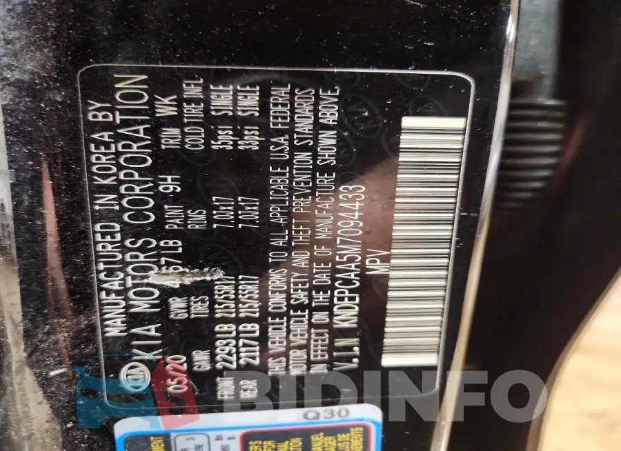 KNDEPCAA5M7094433 Photo# 14