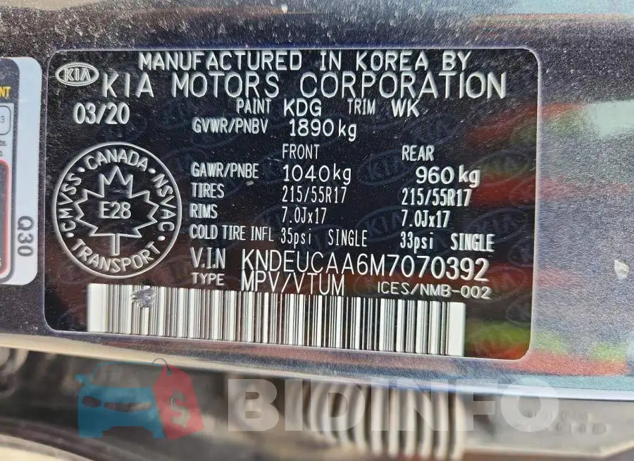 KNDEUCAA6M7070392 Photo# 13
