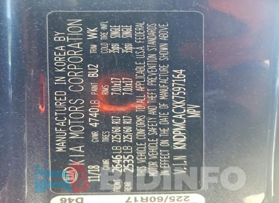 KNDPMCACXK7597164 Photo# 13