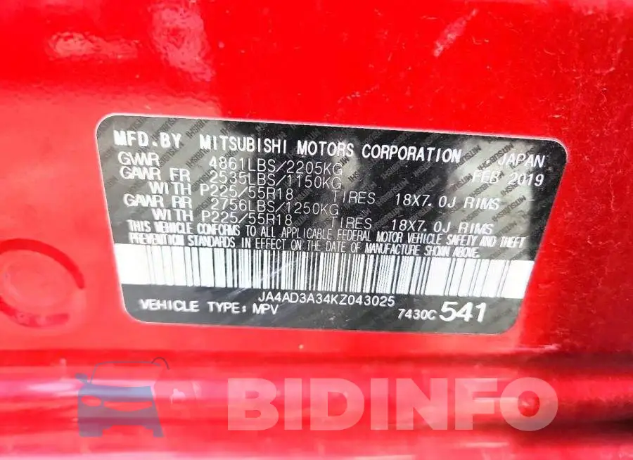 JA4AD3A34KZ043025 Photo# 13