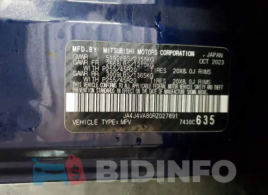 JA4J4VA80RZ027891 Photo# 12
