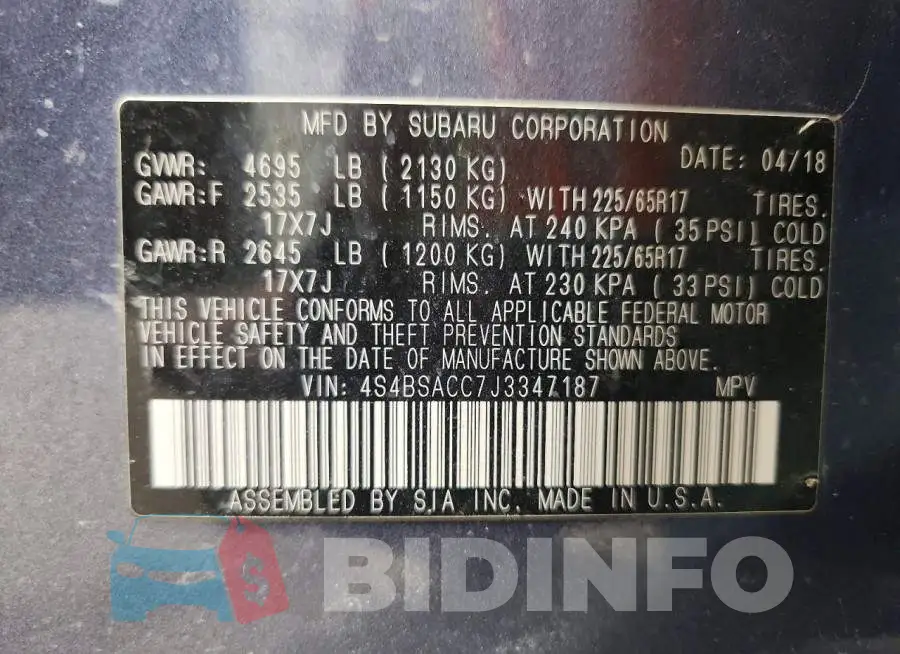 4S4BSACC7J3347187 Photo# 13
