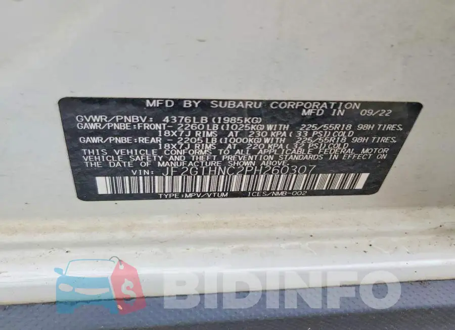 JF2GTHNC2PH260307 Photo# 13