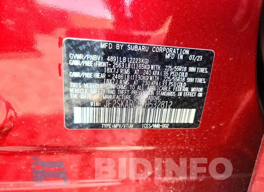 JF2SKARC8PH532812 Photo# 13
