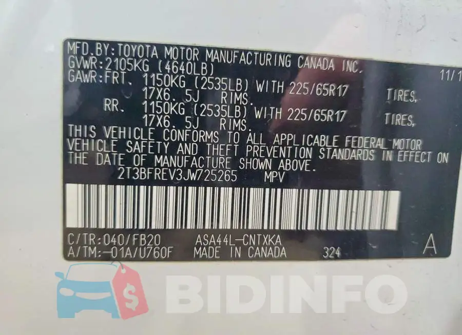 2T3BFREV3JW725265 Photo# 12