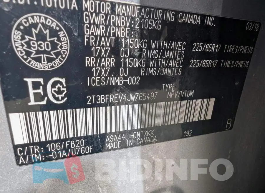 2T3BFREV4JW765497 Photo# 12