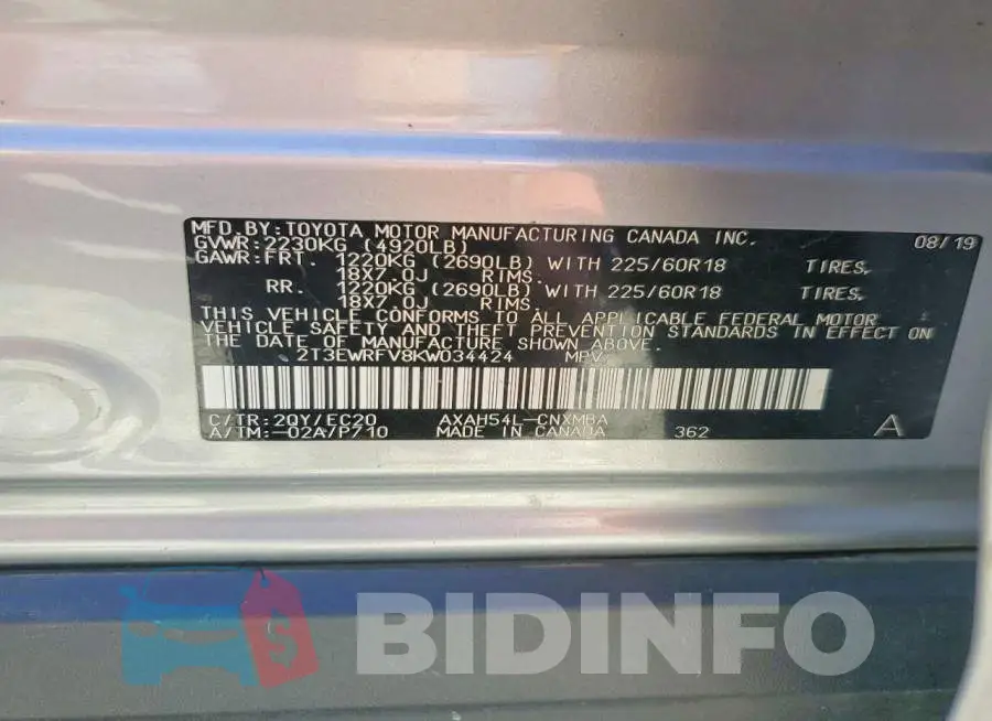 2T3EWRFV8KW034424 Photo# 13