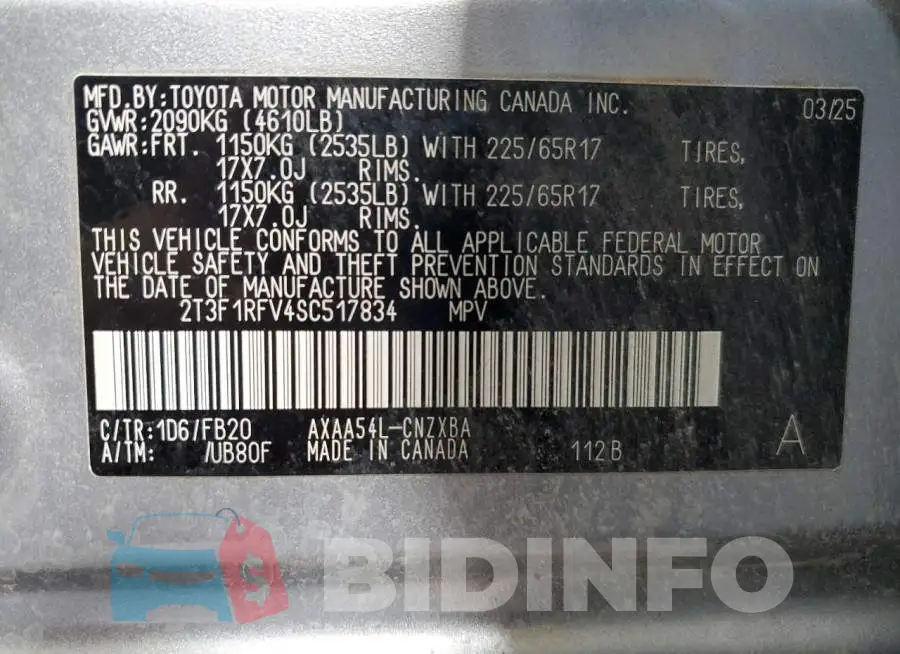 2T3F1RFV4SC517834 Photo# 14