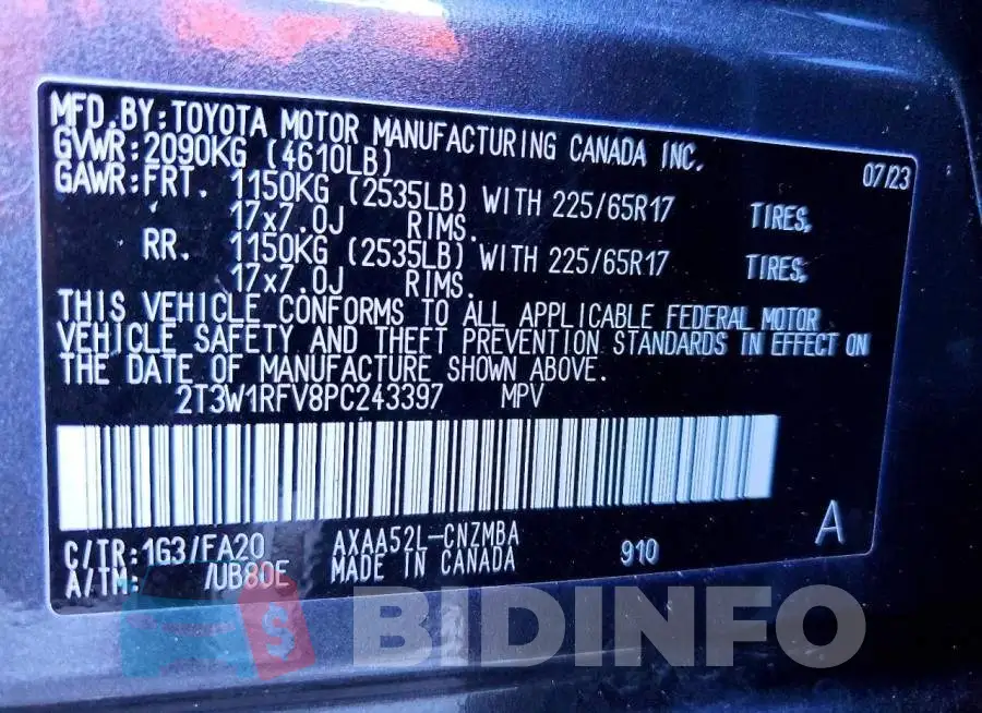 2T3W1RFV8PC243397 Photo# 13