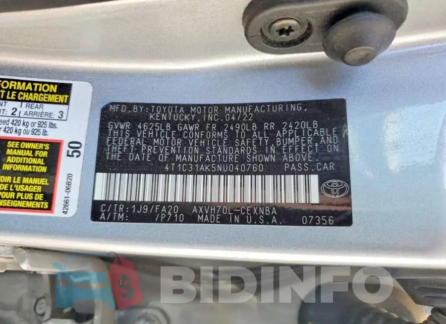 4T1C31AK5NU040760 Photo# 12