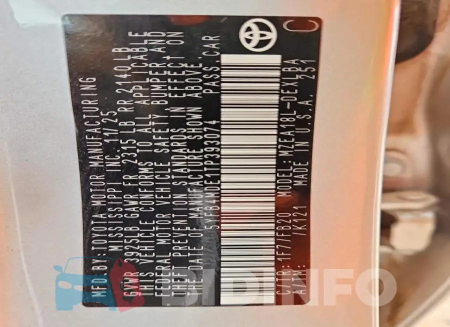 5YFB4MDE1TP393074 Photo# 12
