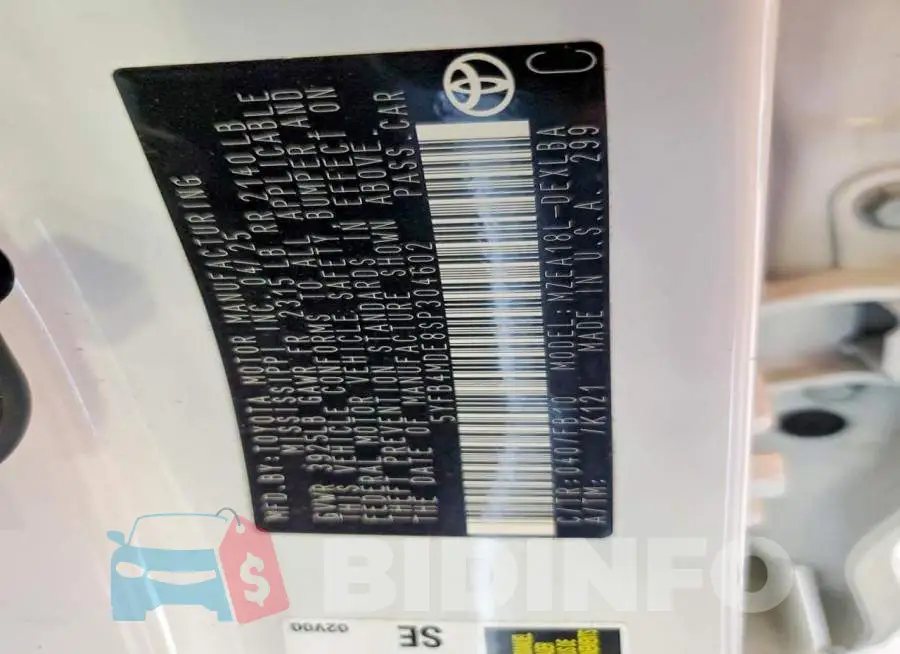 5YFB4MDE8SP304602 Photo# 12