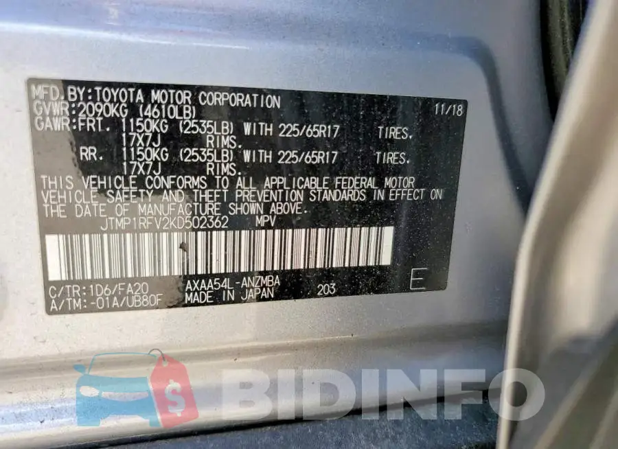 JTMP1RFV2KD502362 Photo# 13