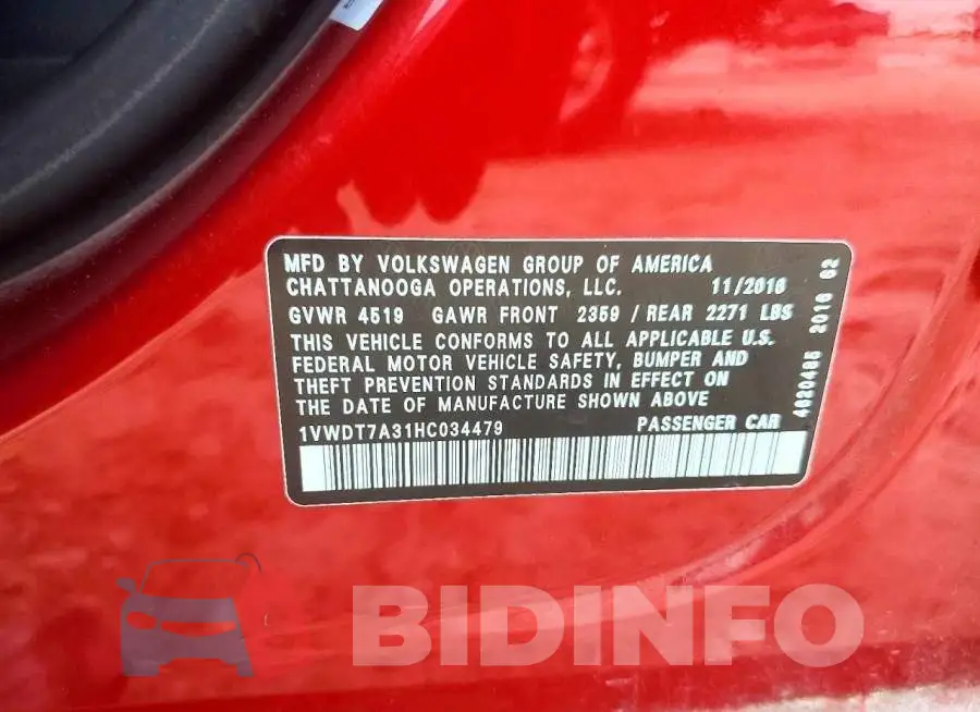 1VWDT7A31HC034479 Photo# 12