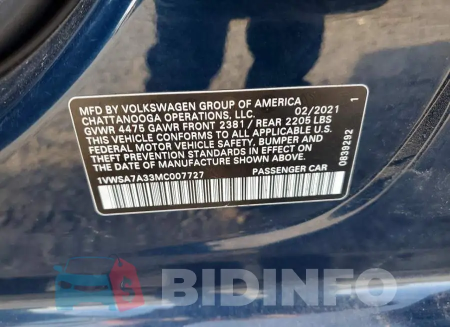 1VWSA7A33MC007727 Photo# 12