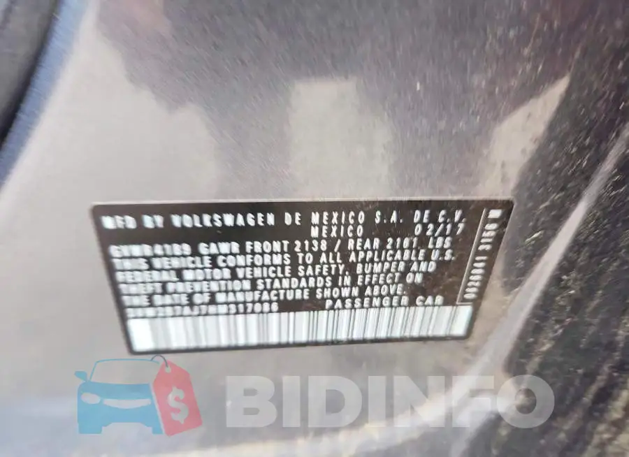 3VW2B7AJ7HM317086 Photo# 12