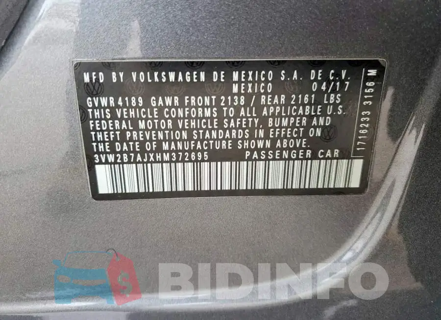 3VW2B7AJXHM372695 Photo# 12