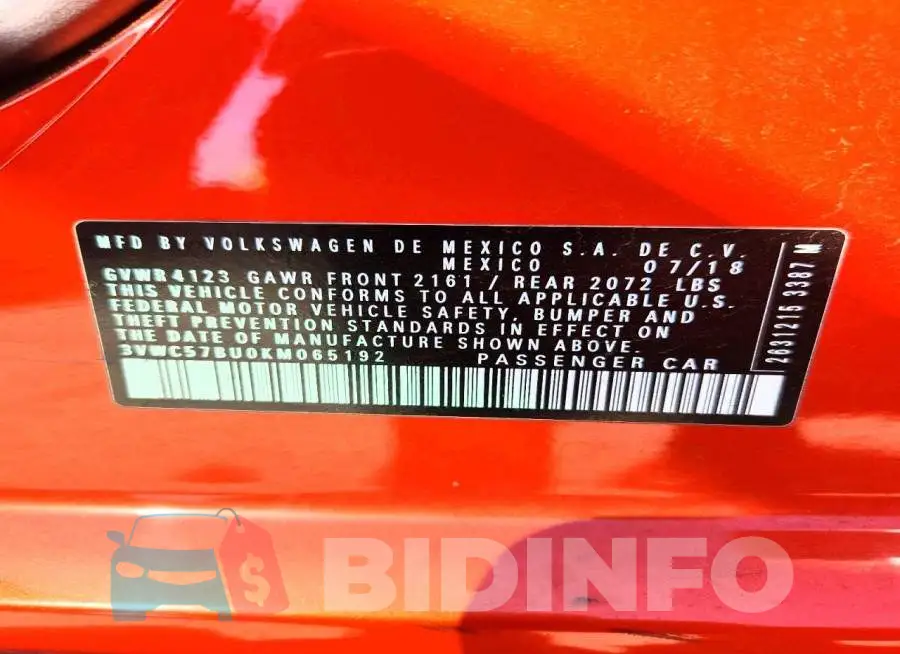 3VWC57BU0KM065192 Photo# 12