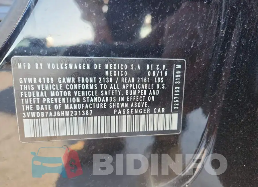 3VWDB7AJ6HM231387 Photo# 12